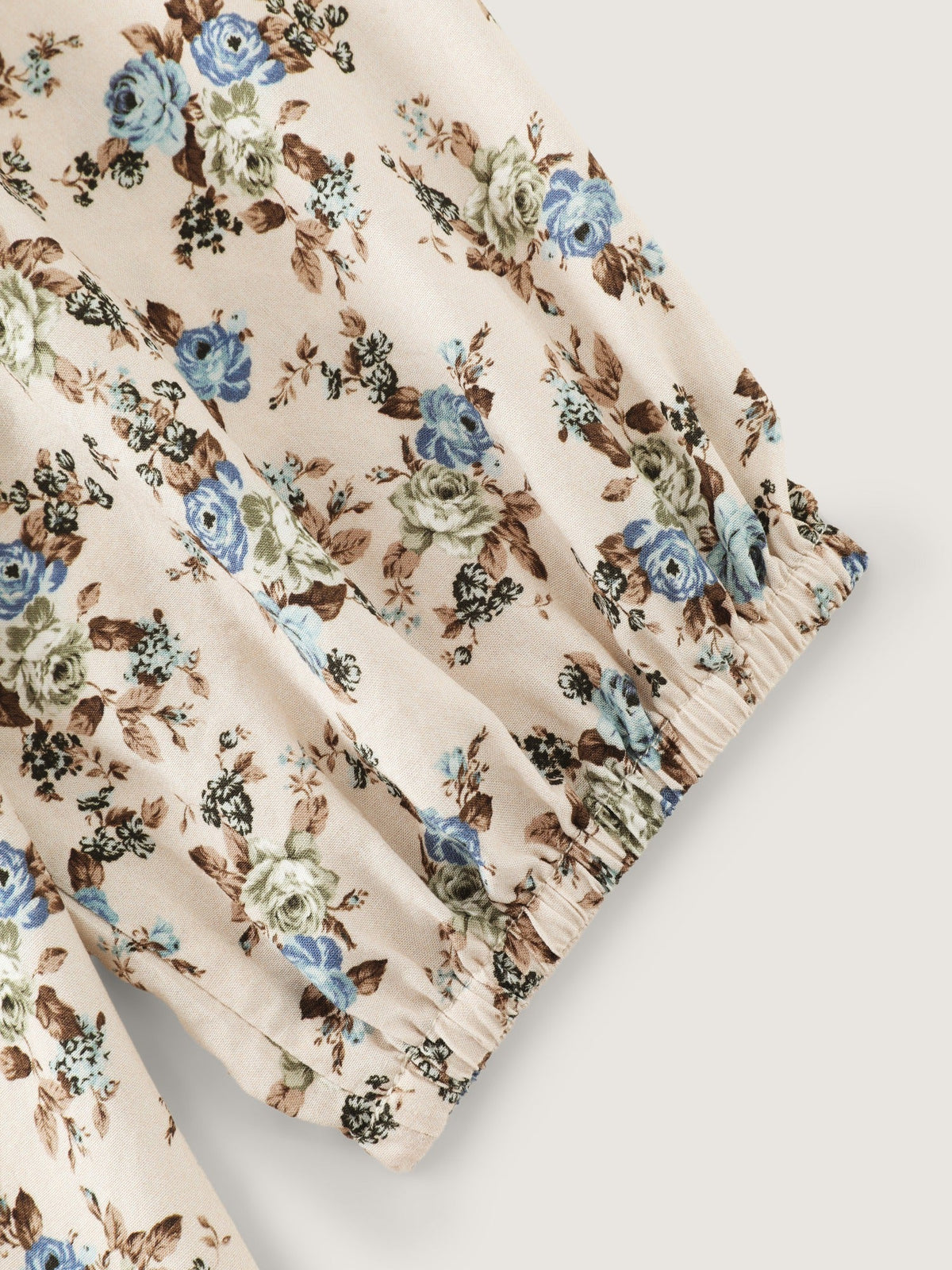 Supersoft Floral Print Drawstring Round Neck Blouse
