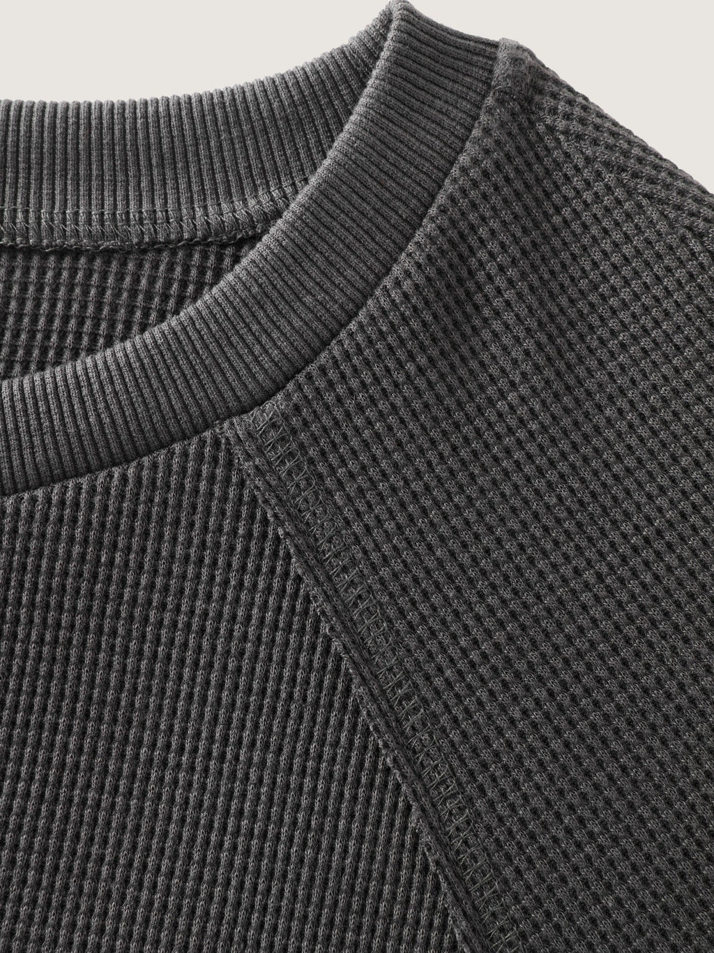 Waffle Knit Raglan Lantern Sleeve Crew Neck Sweatshirt