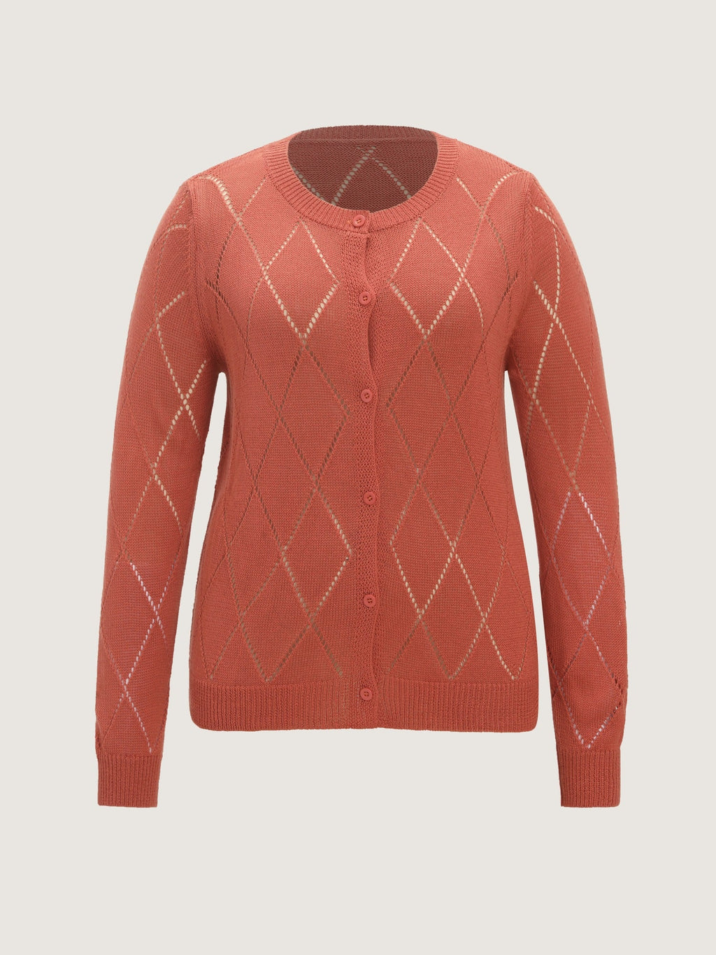 Diamond Hollow Button Long Sleeve Cardigan