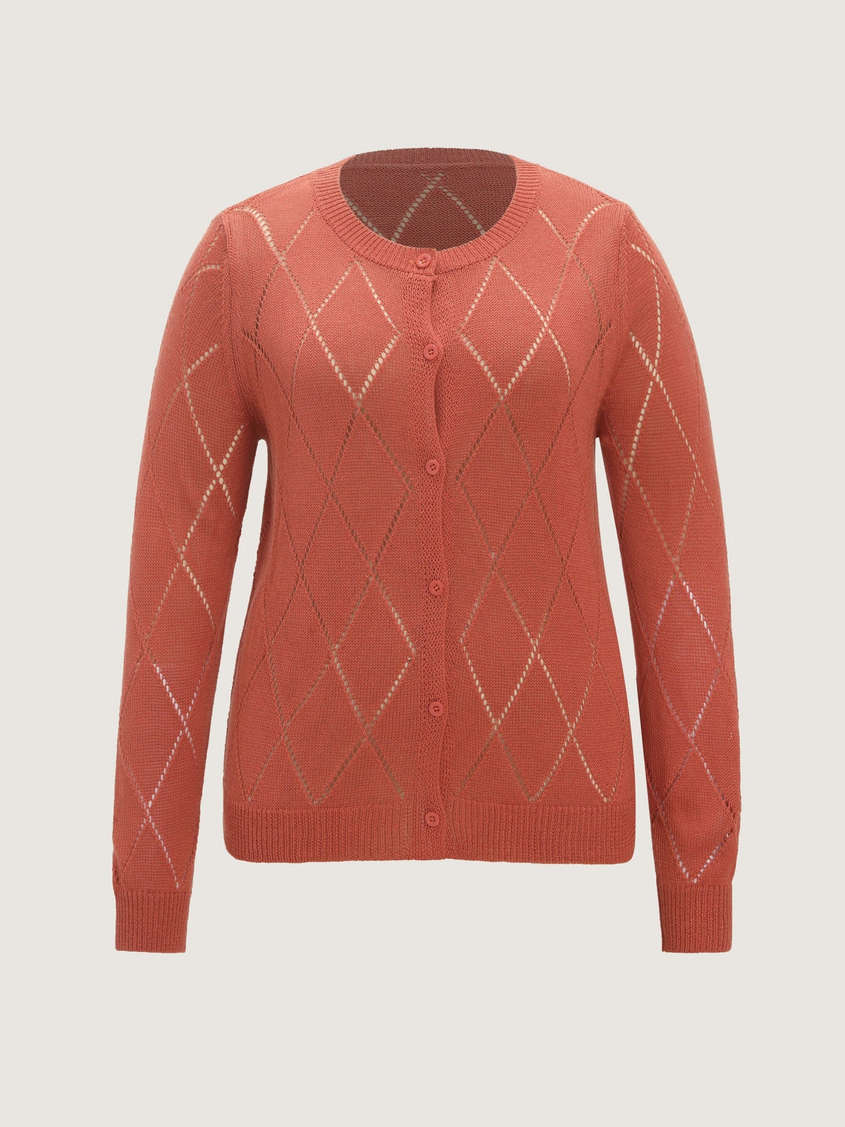 Diamond Hollow Button Long Sleeve Cardigan