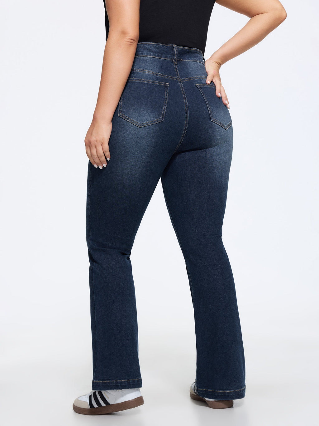 Stretchy Washed Pocket Flare Jeans