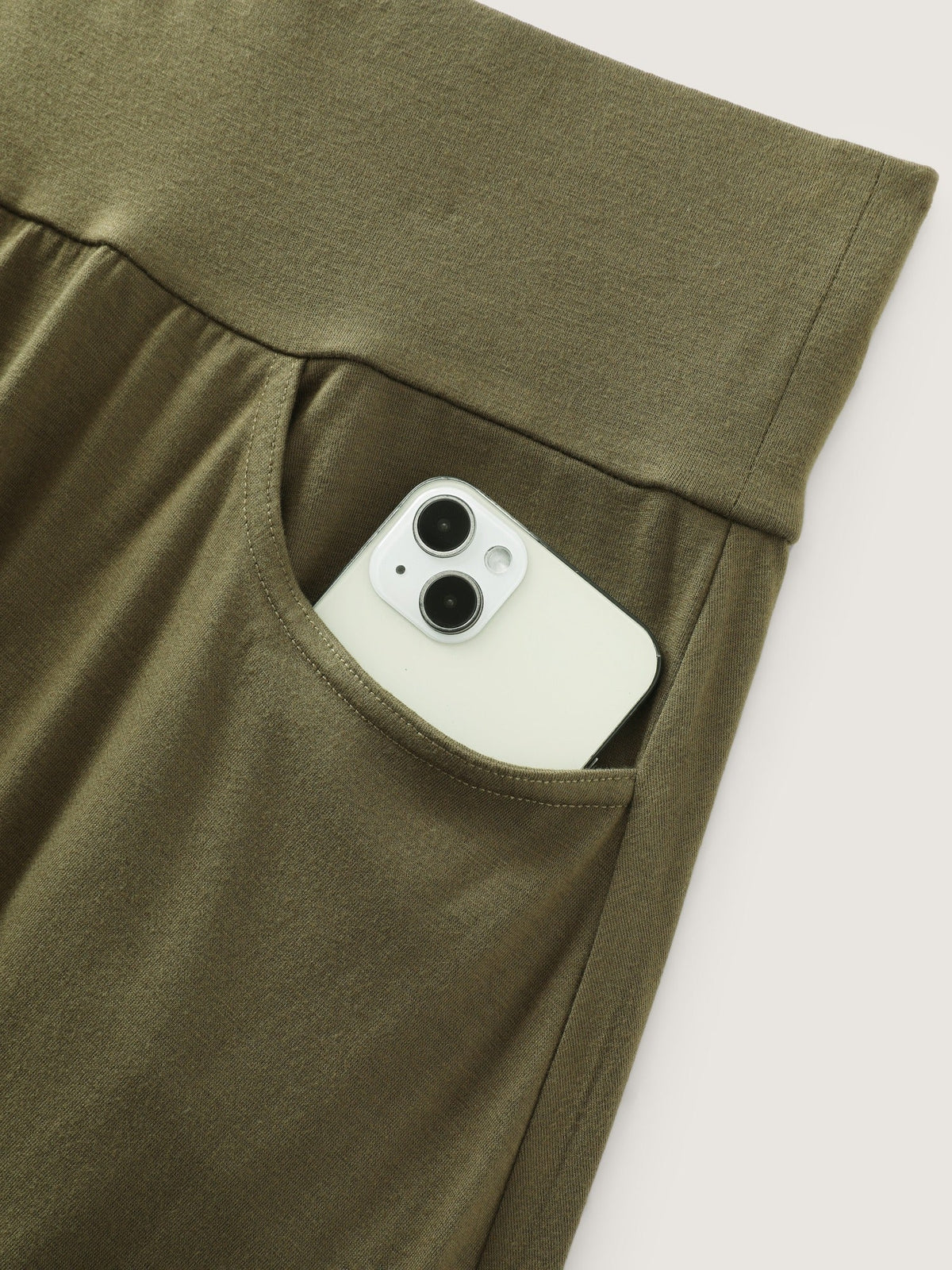 Stretchy Solid Pocket Drape Wide Leg Pants
