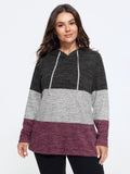 Stretchy Color Block Hooded Sweatshirt