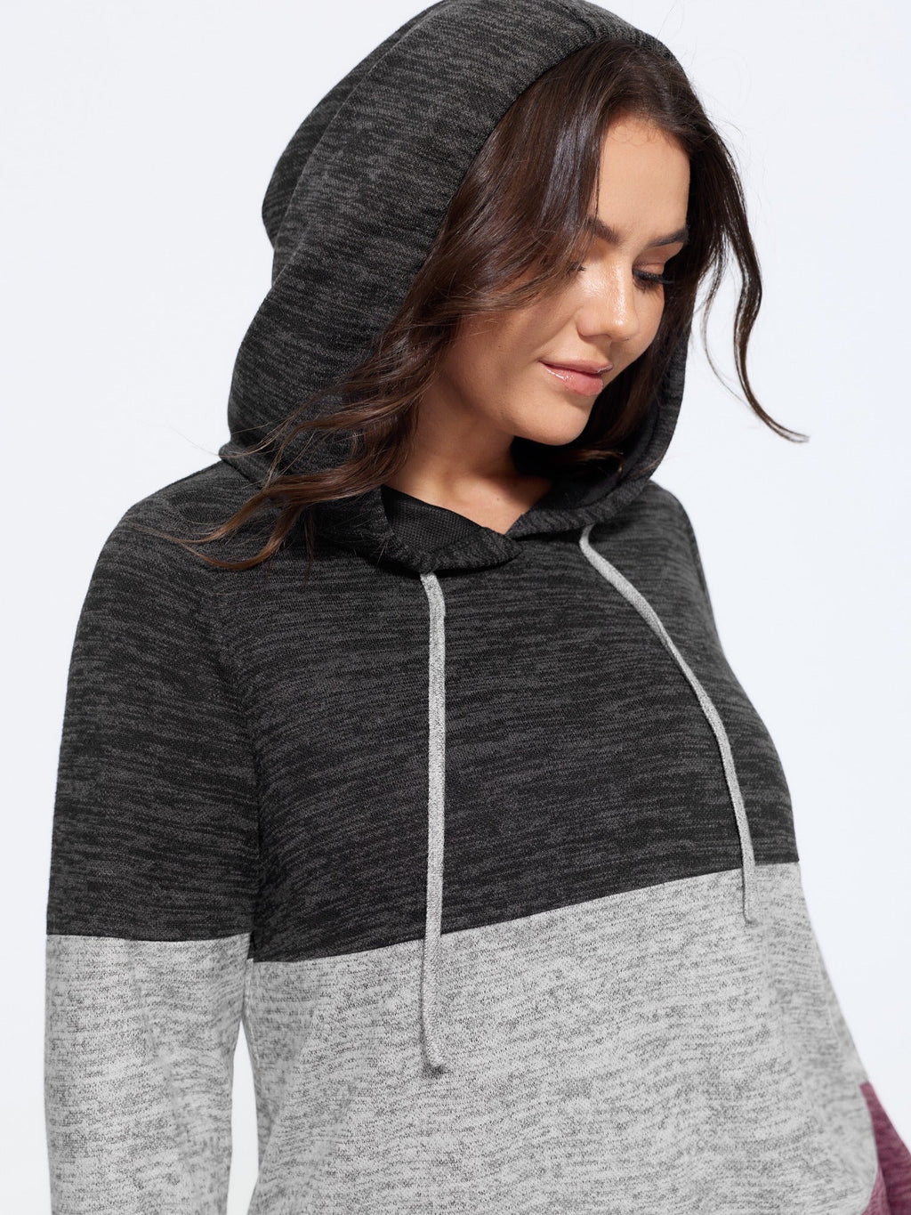 Stretchy Color Block Hooded Sweatshirt