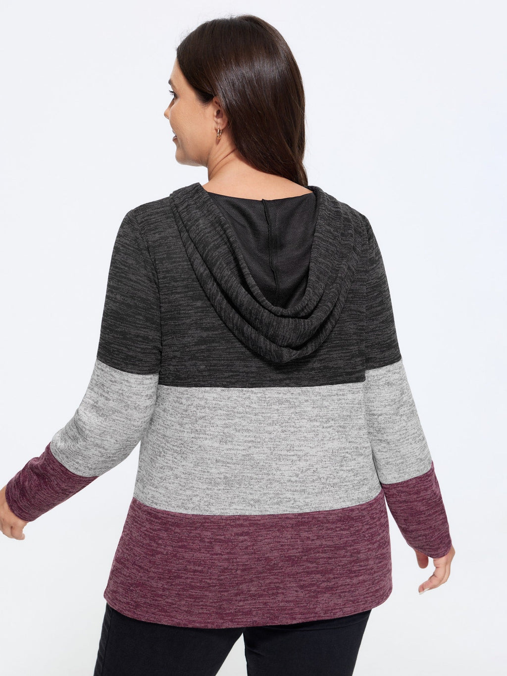 Stretchy Color Block Hooded Sweatshirt