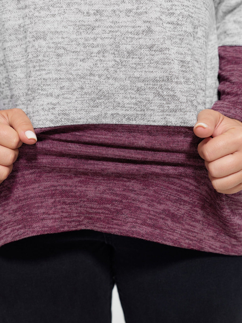 Stretchy Color Block Hooded Sweatshirt