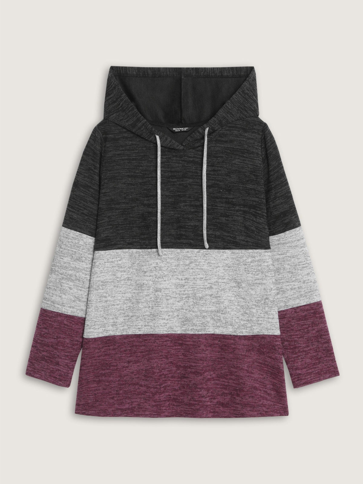 Stretchy Color Block Hooded Sweatshirt