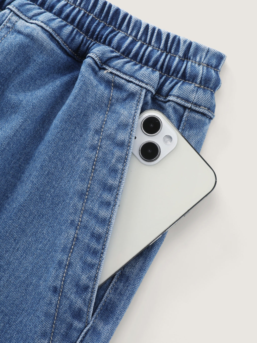 Stretchy Drawstring Waist Pocket Wide Leg Jeans