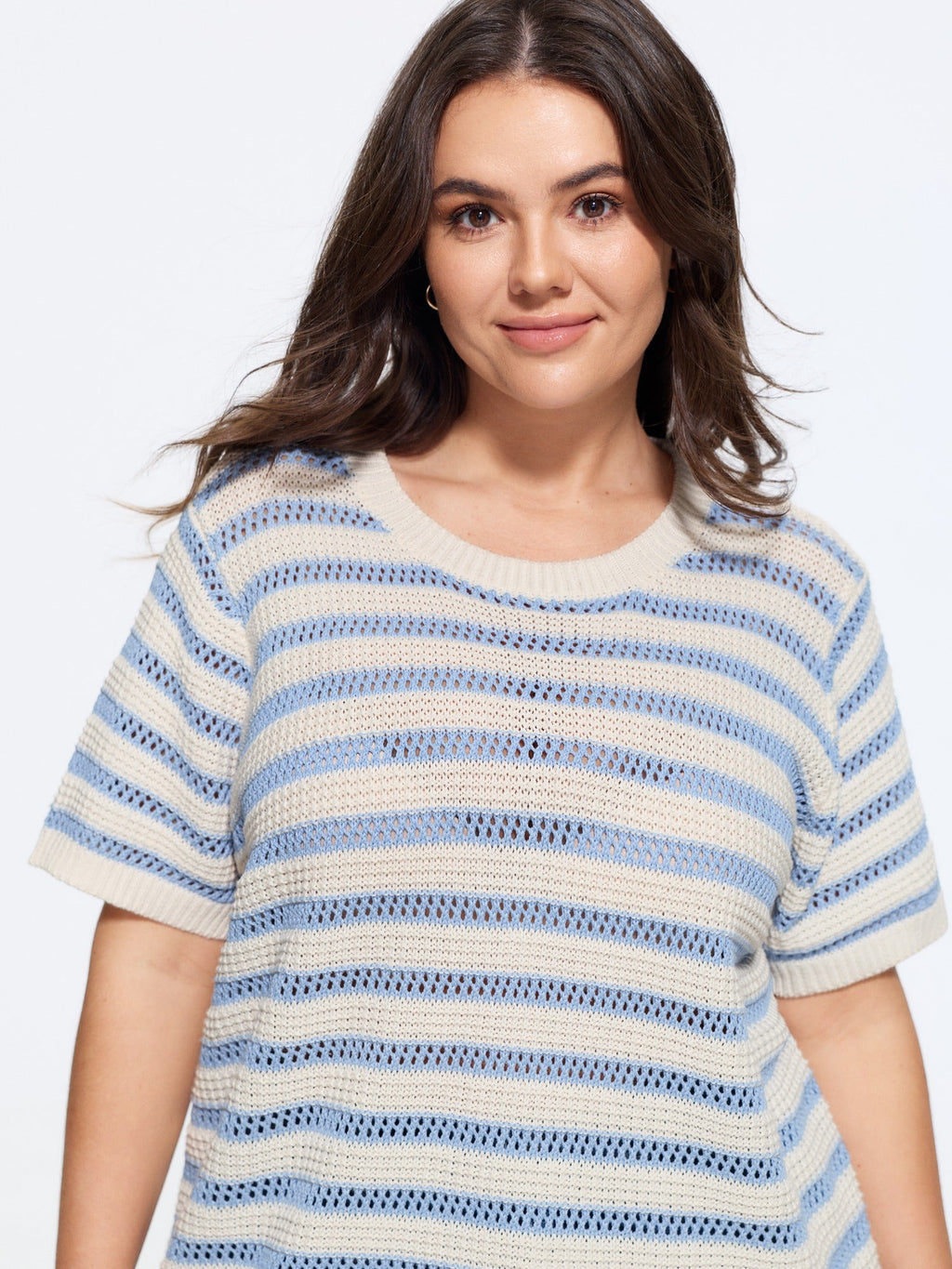 Texture Strip Cut Out Short Sleeve Pullover