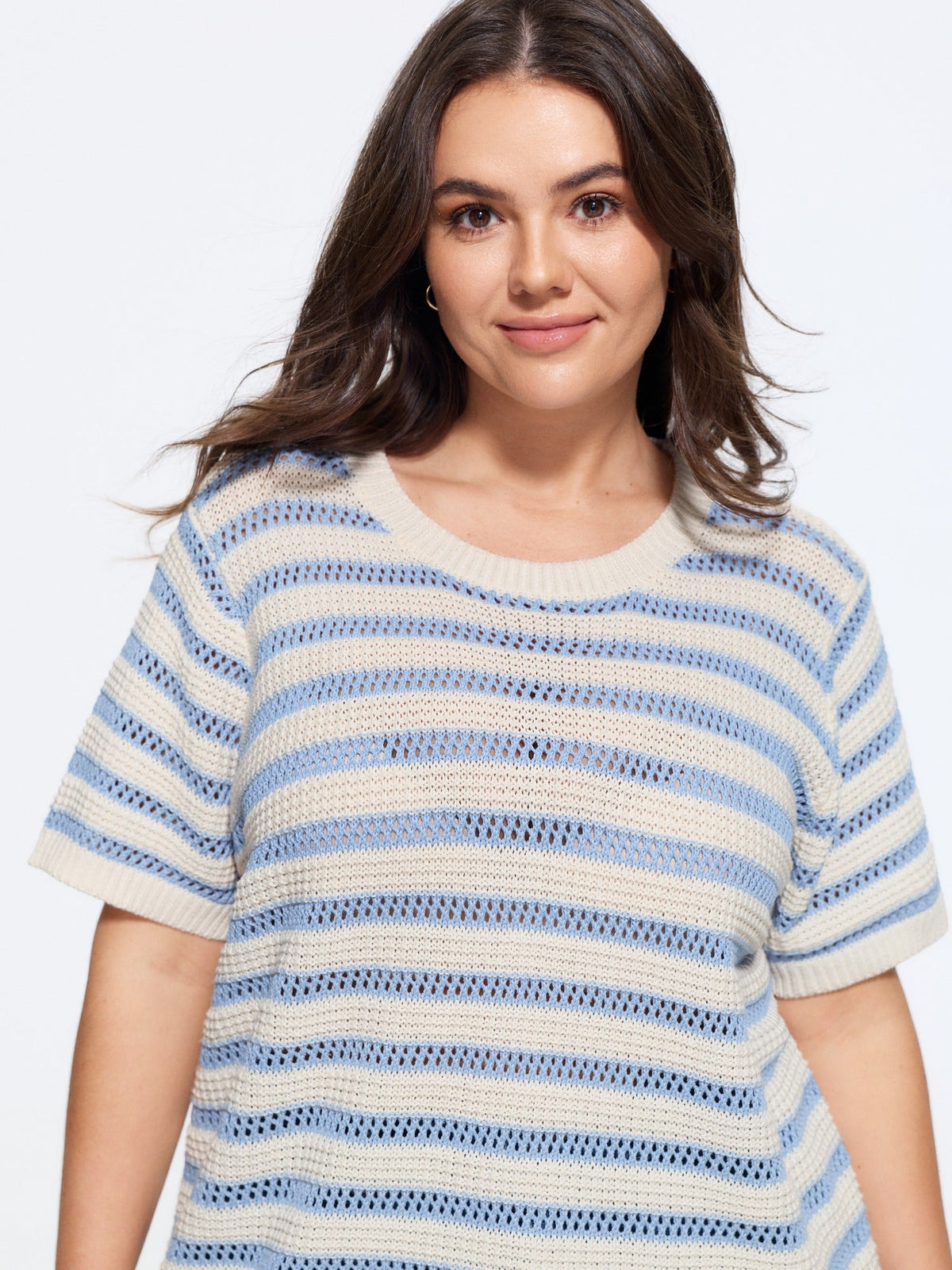Texture Strip Cut Out Short Sleeve Pullover