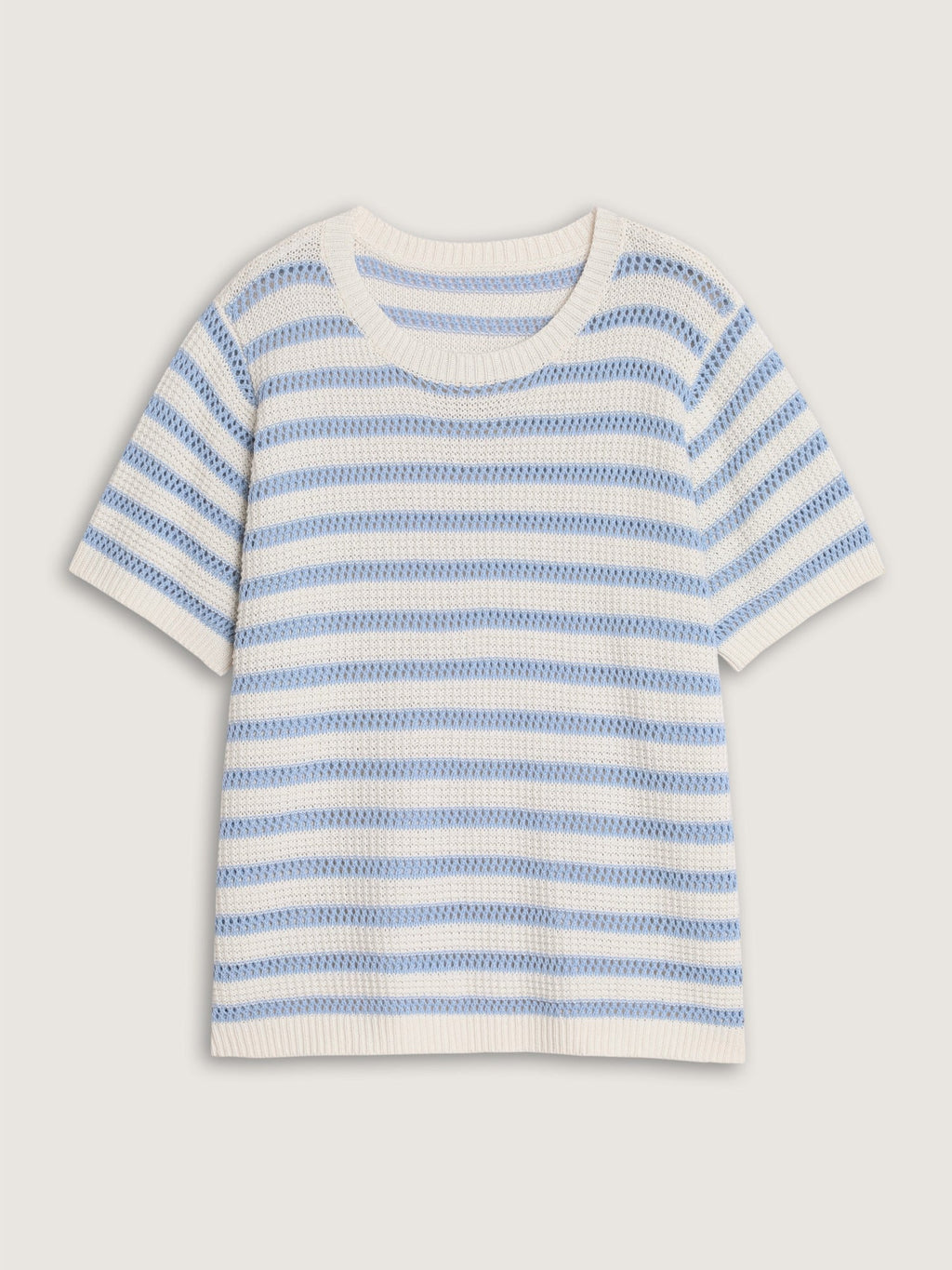 Texture Strip Cut Out Short Sleeve Pullover