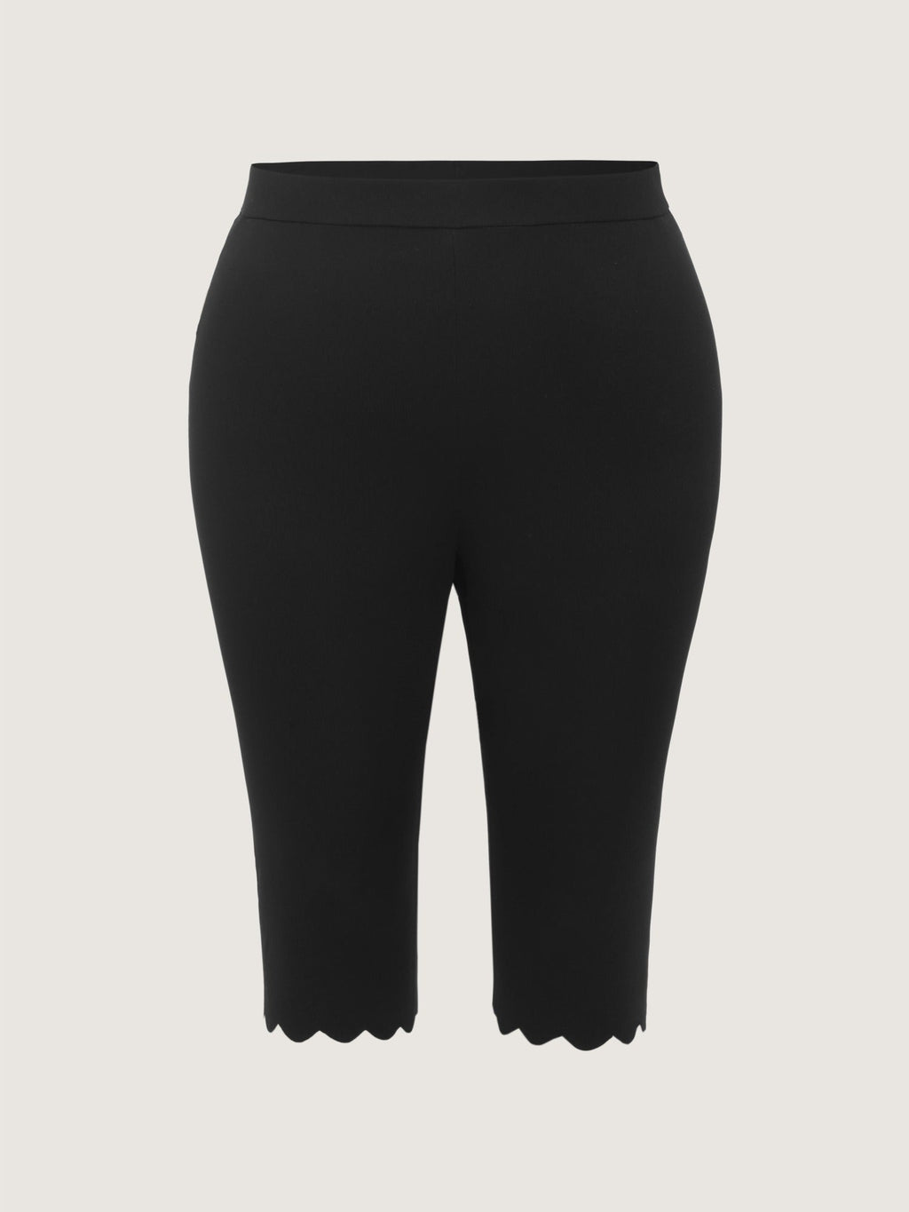 High Waist Scallop Hem Capri Leggings