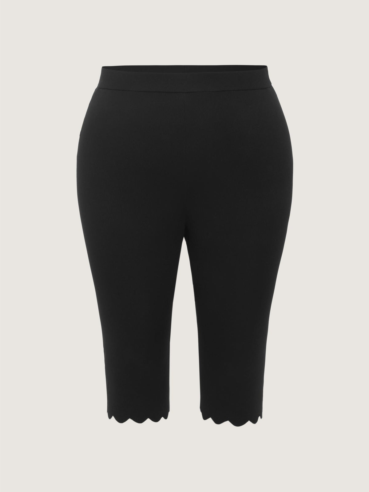 High Waist Scallop Hem Capri Leggings