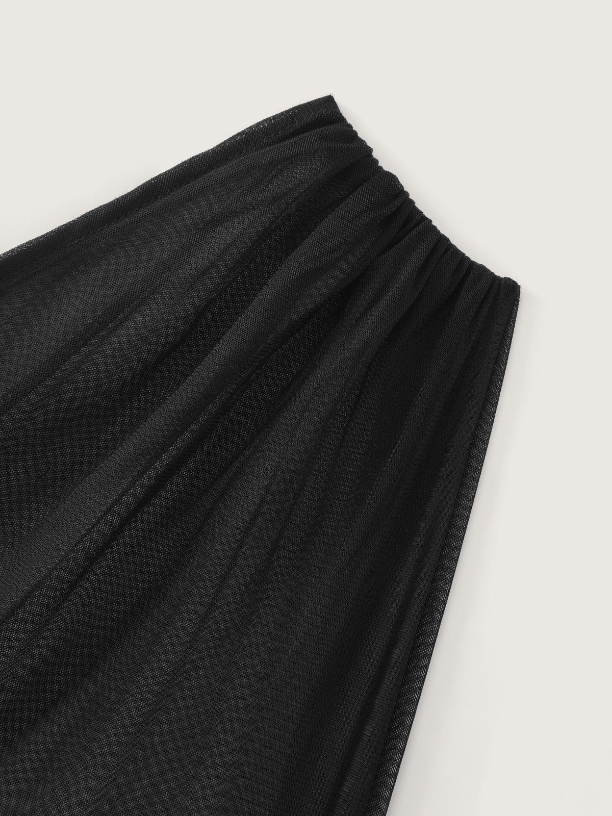 Solid One Shoulder Mesh Sheer Slit Maxi Dress