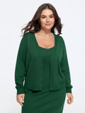 Textured Solid V Neck Front Button Cardigan