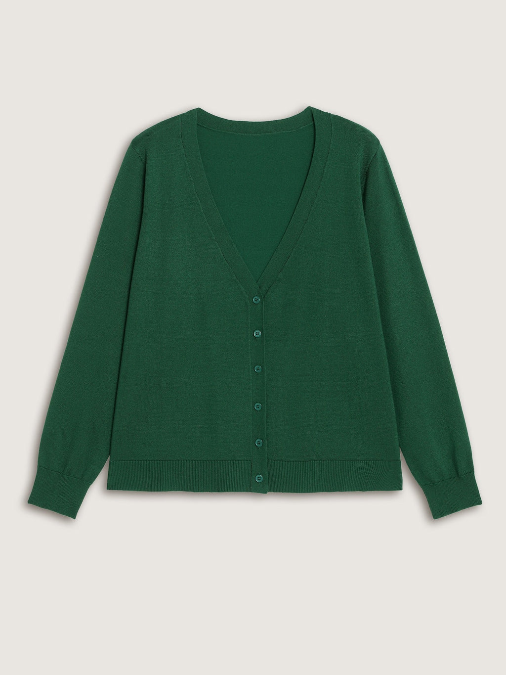 Textured Solid V Neck Front Button Cardigan