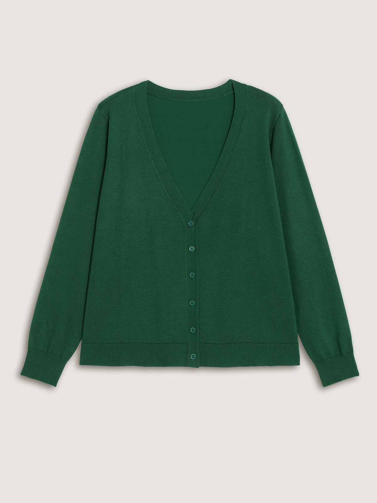 Textured Solid V Neck Front Button Cardigan