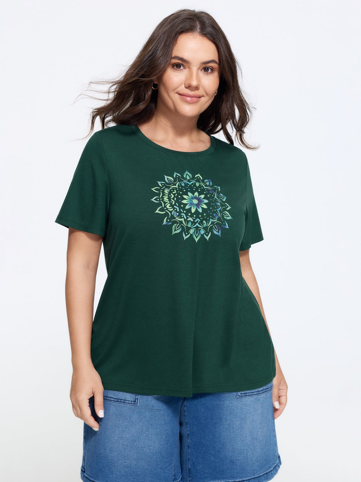 Supersoft Mandala Print Crew Neck T-Shirt