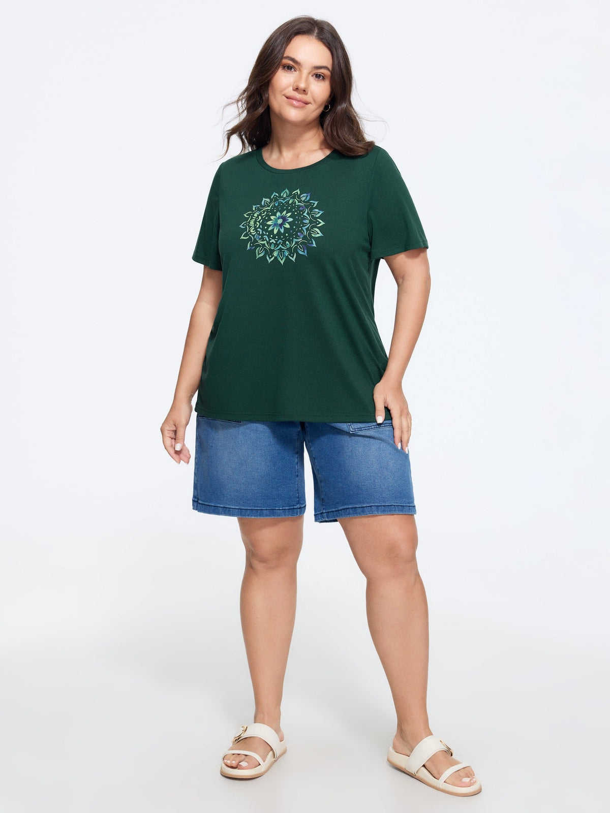 Supersoft Mandala Print Crew Neck T-Shirt