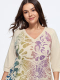 Cotton Gradient Butterfly Print Casual T‑Shirt