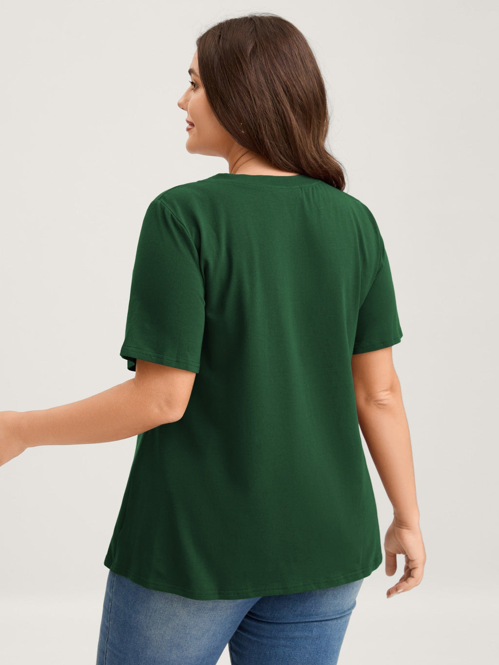Knotted Cut-Out Neckline Solid T-Shirt