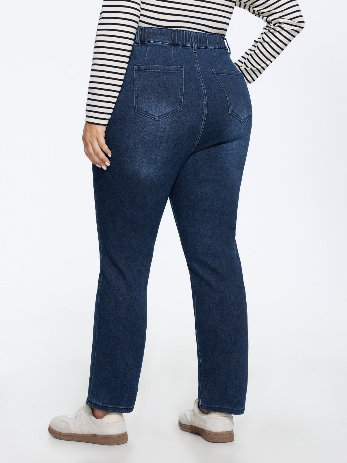 Pull-On High-Rise Straight-Leg Cropped Jeans