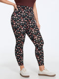 Stretchy Floral Print High Waist Pocket Leggings