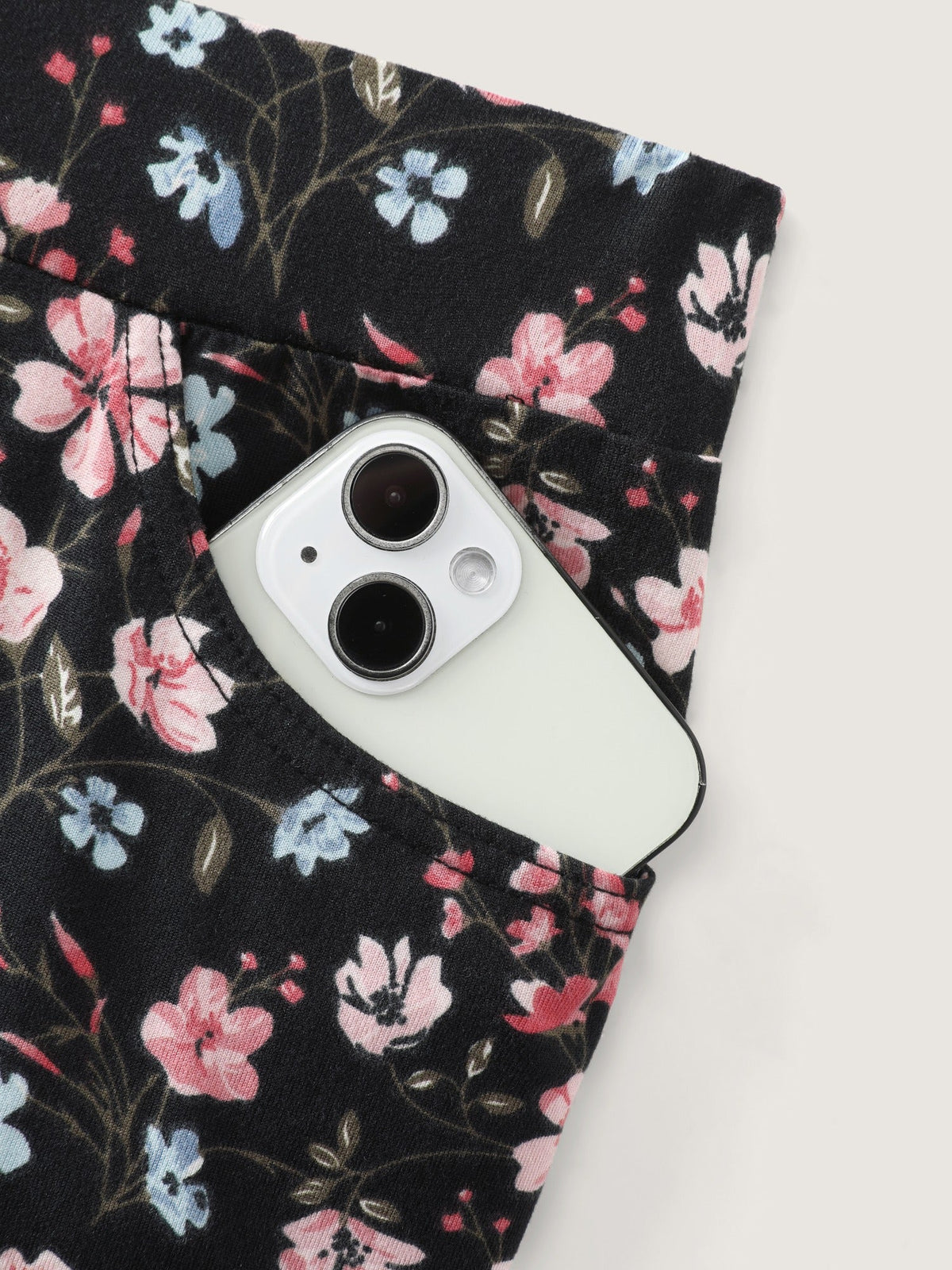 Stretchy Floral Print High Waist Pocket Leggings