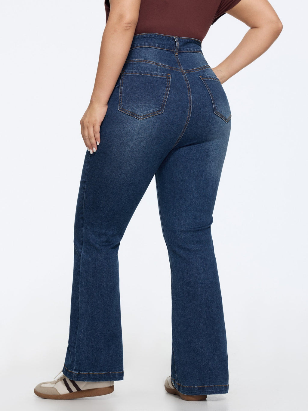 Stretchy Vintage Multi Button Bootcut Jeans