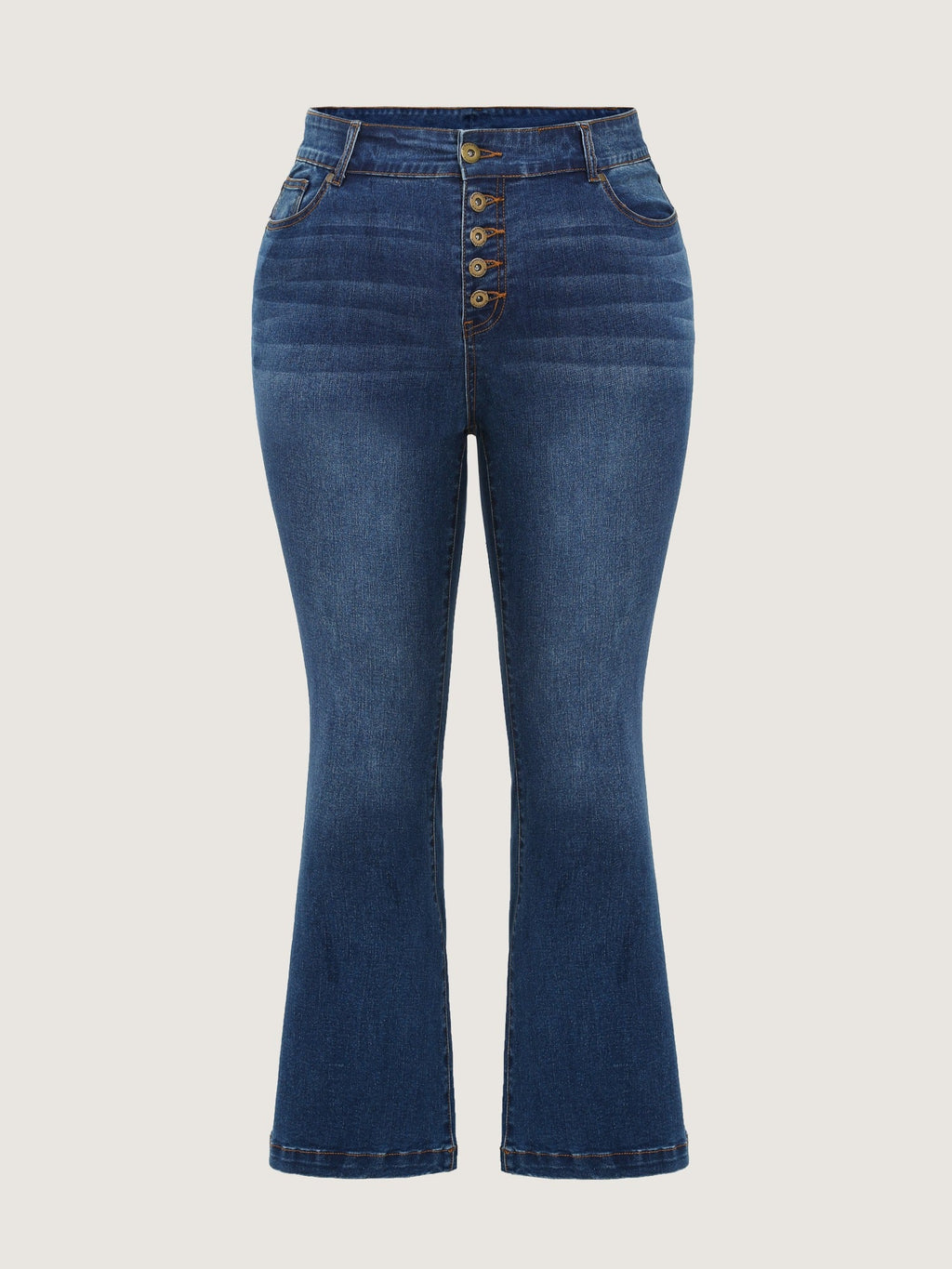 Stretchy Vintage Multi Button Bootcut Jeans