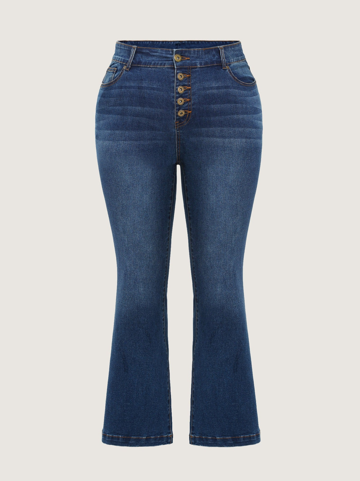 Stretchy Vintage Multi Button Bootcut Jeans