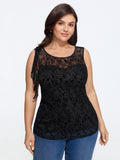 Solid Lace Round Neck Tank Top