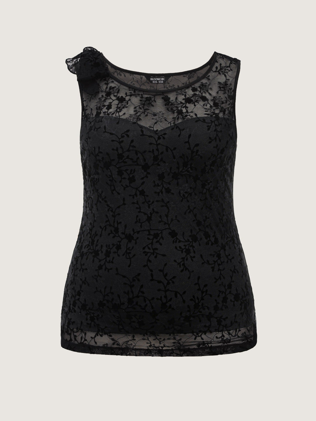 Solid Lace Round Neck Tank Top