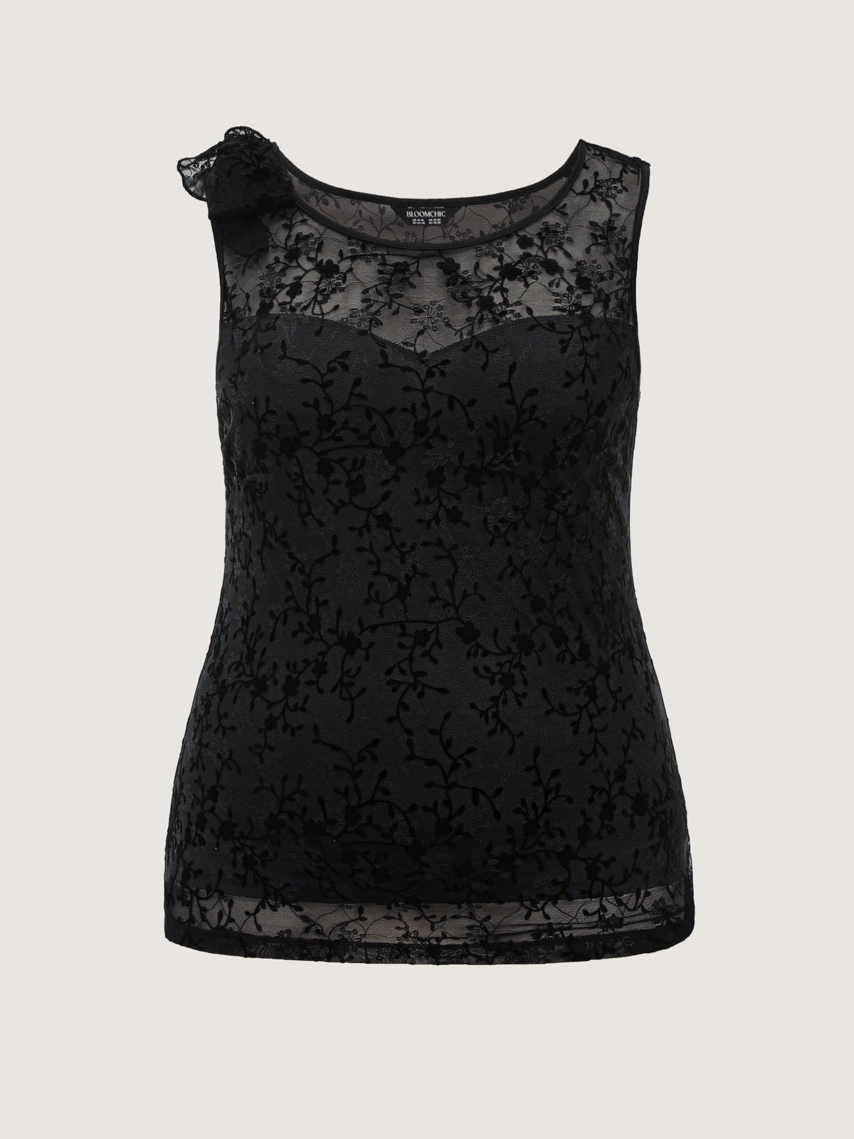 Solid Lace Round Neck Tank Top