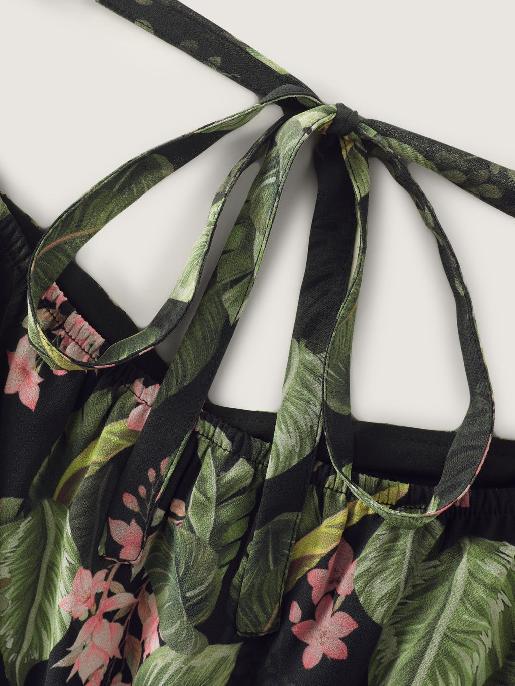 Tropical Floral Print Square Neck Tiered Midi Dress