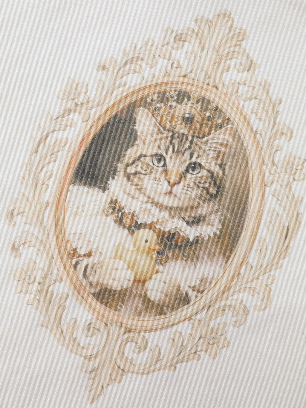 Supersoft Stretchy Vintage Frame Cat Print Cropped T-Shirt