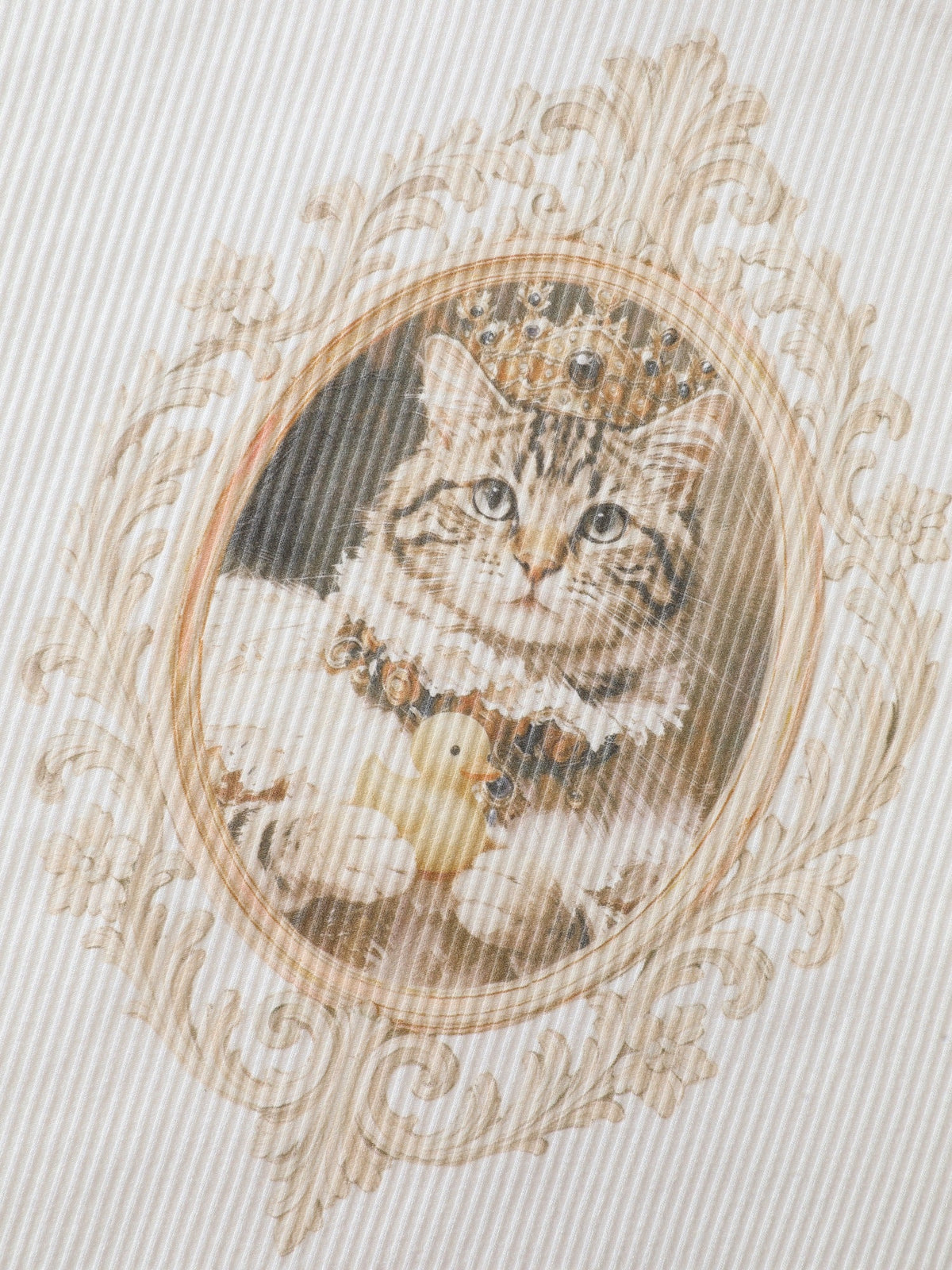 Supersoft Stretchy Vintage Frame Cat Print Cropped T-Shirt