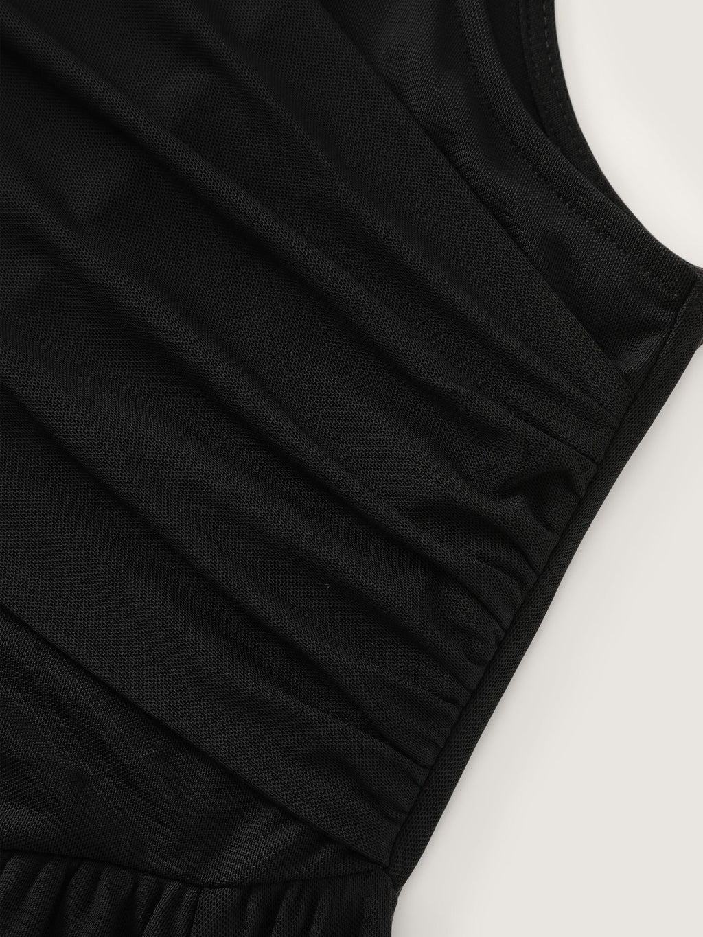 Solid Sleeveless Round Neck Mesh Midi Dress