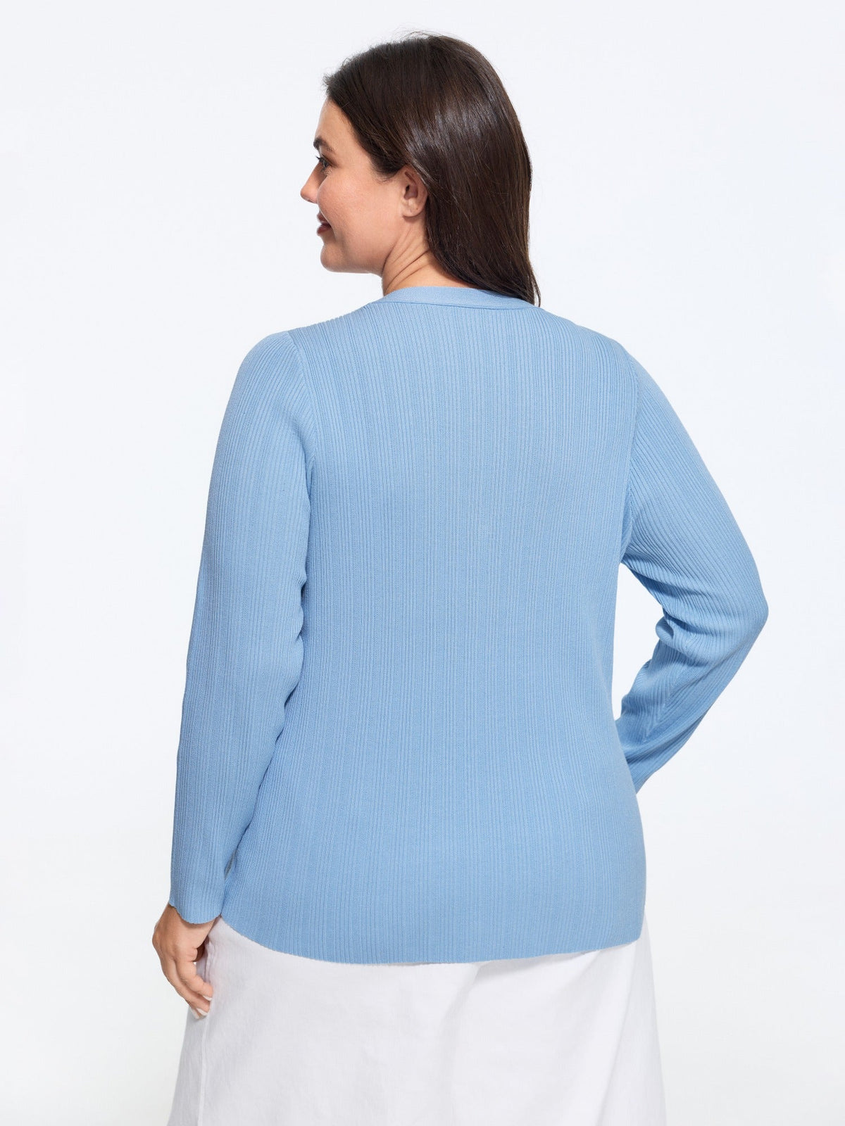 Textured Vertical Rib V Neck Front Button Cardigan