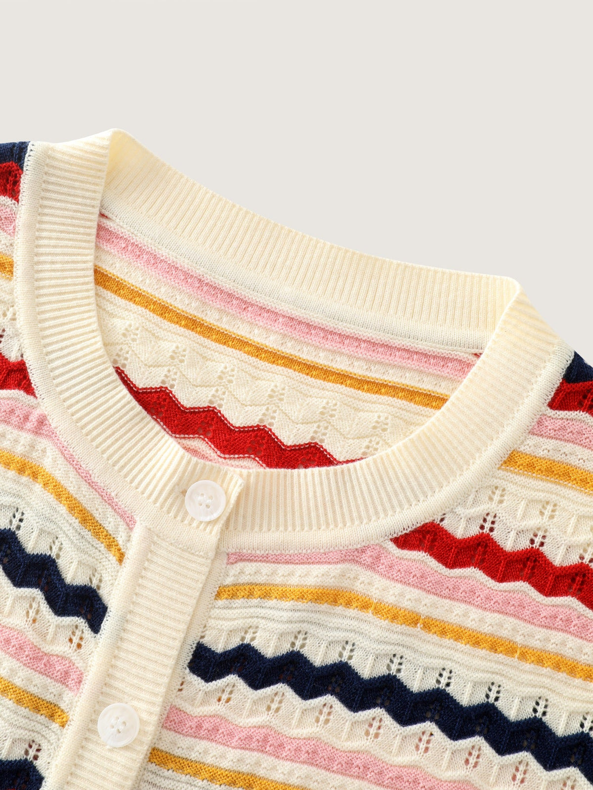 Rainbow Wavy Stripe Cut Out Front Button Cardigan