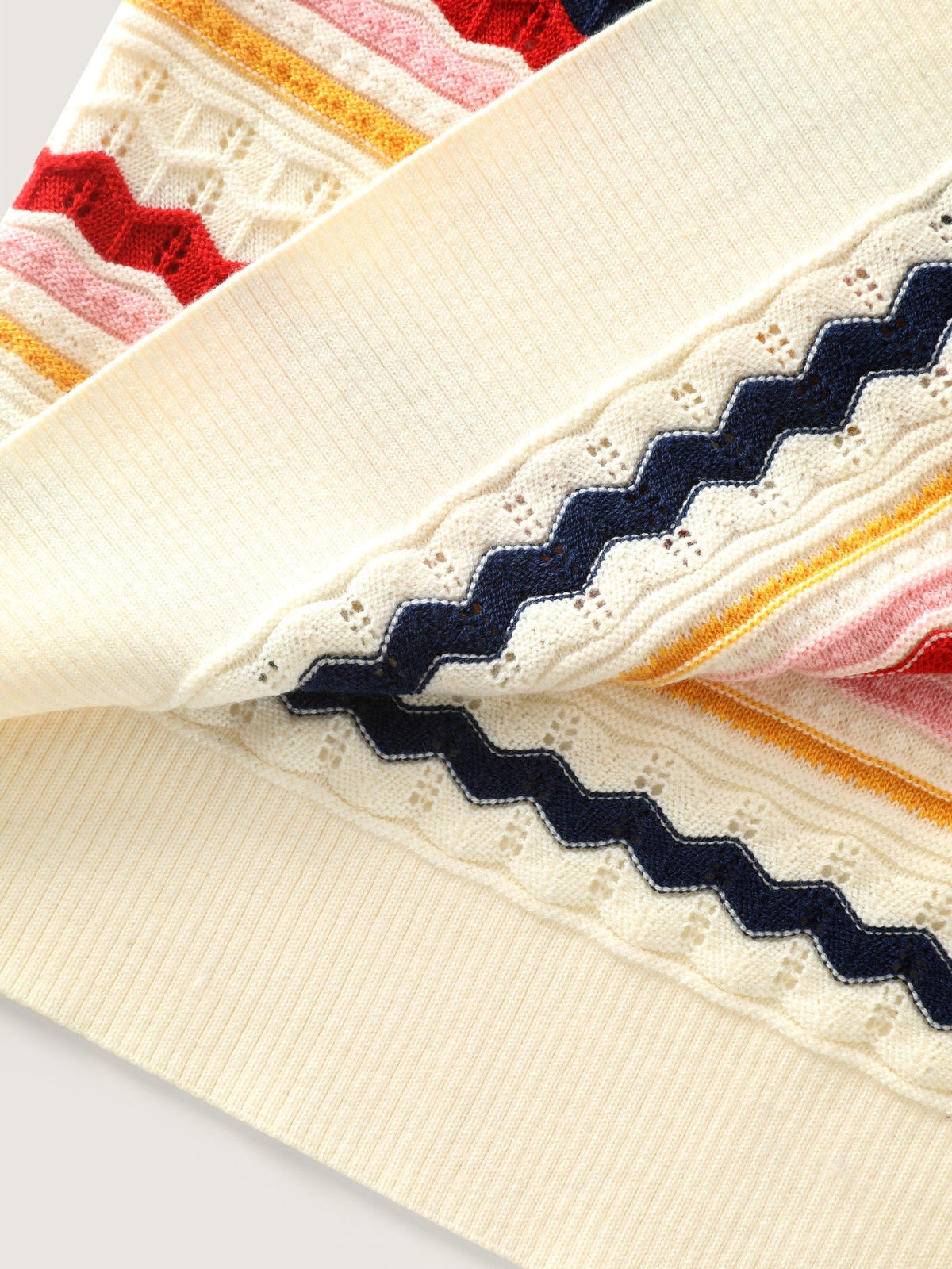 Rainbow Wavy Stripe Cut Out Front Button Cardigan