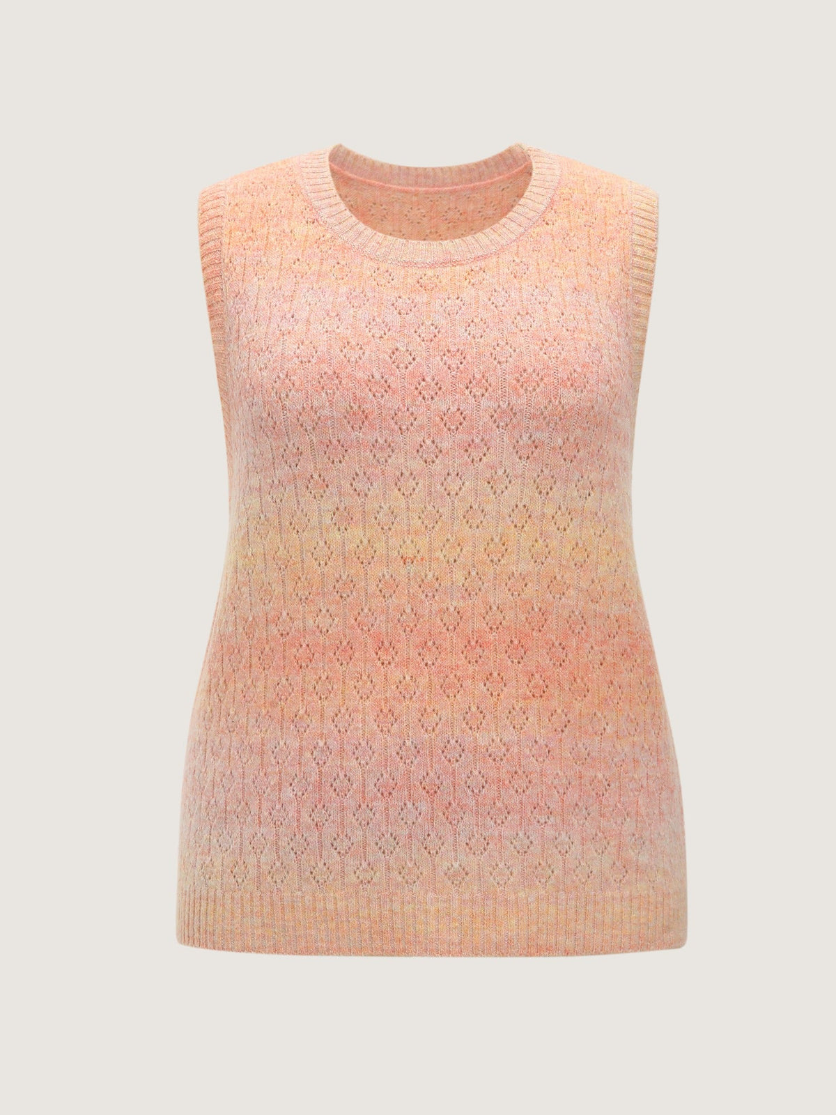 Crew Neck Gradient Space Dye Hollow Sweater Vest