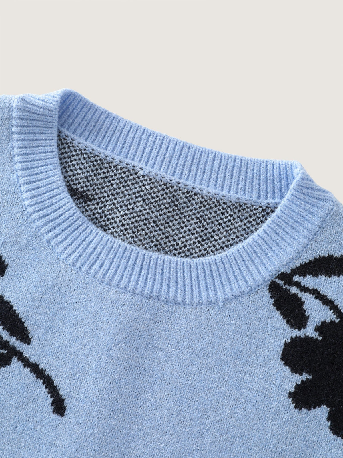 Floral Jacquard Crew Neck Loose Pullover
