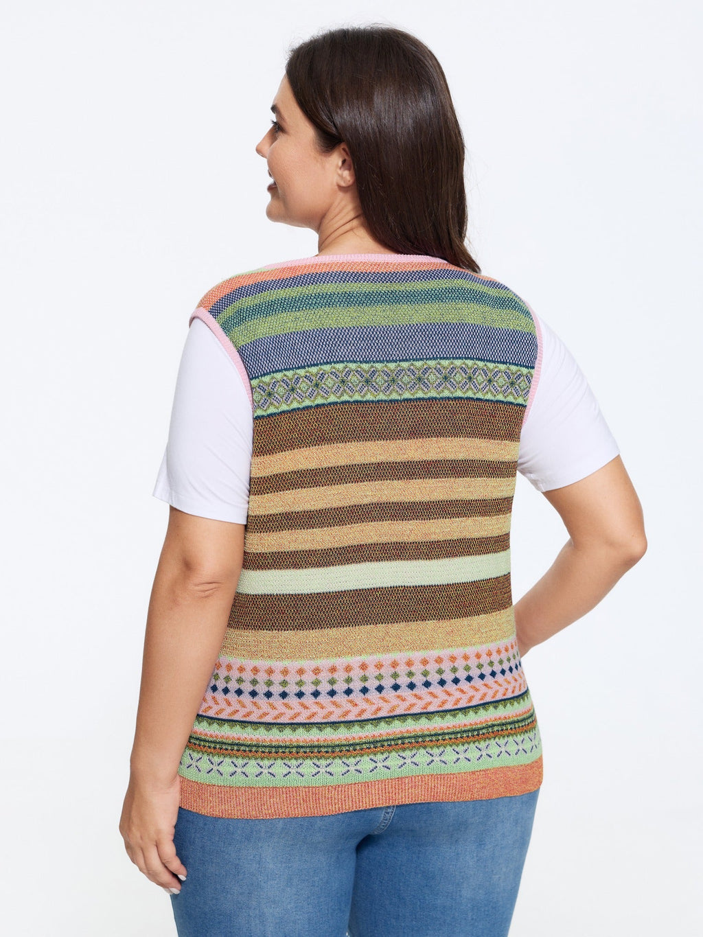 Texture Vintage Striped V Neck Sweater Vest