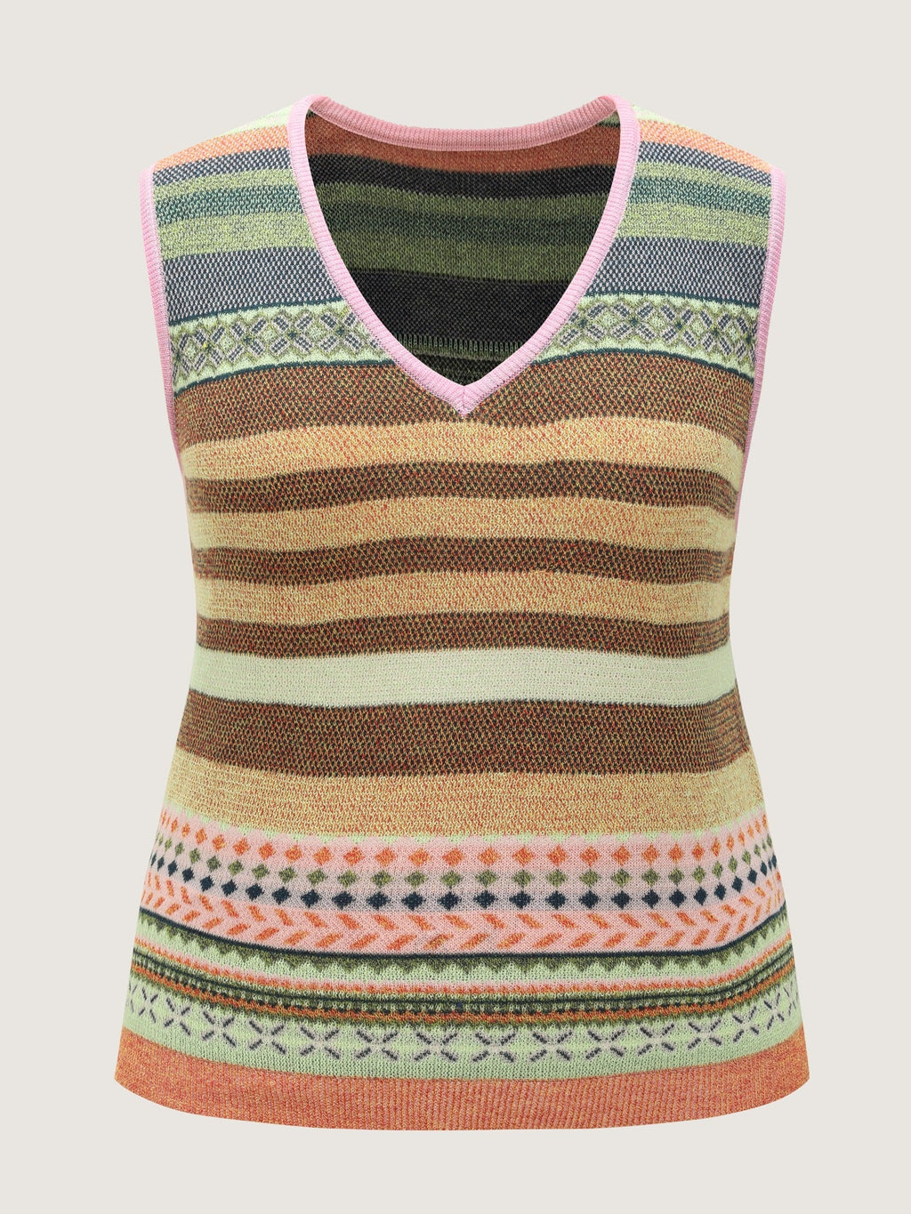 Texture Vintage Striped V Neck Sweater Vest