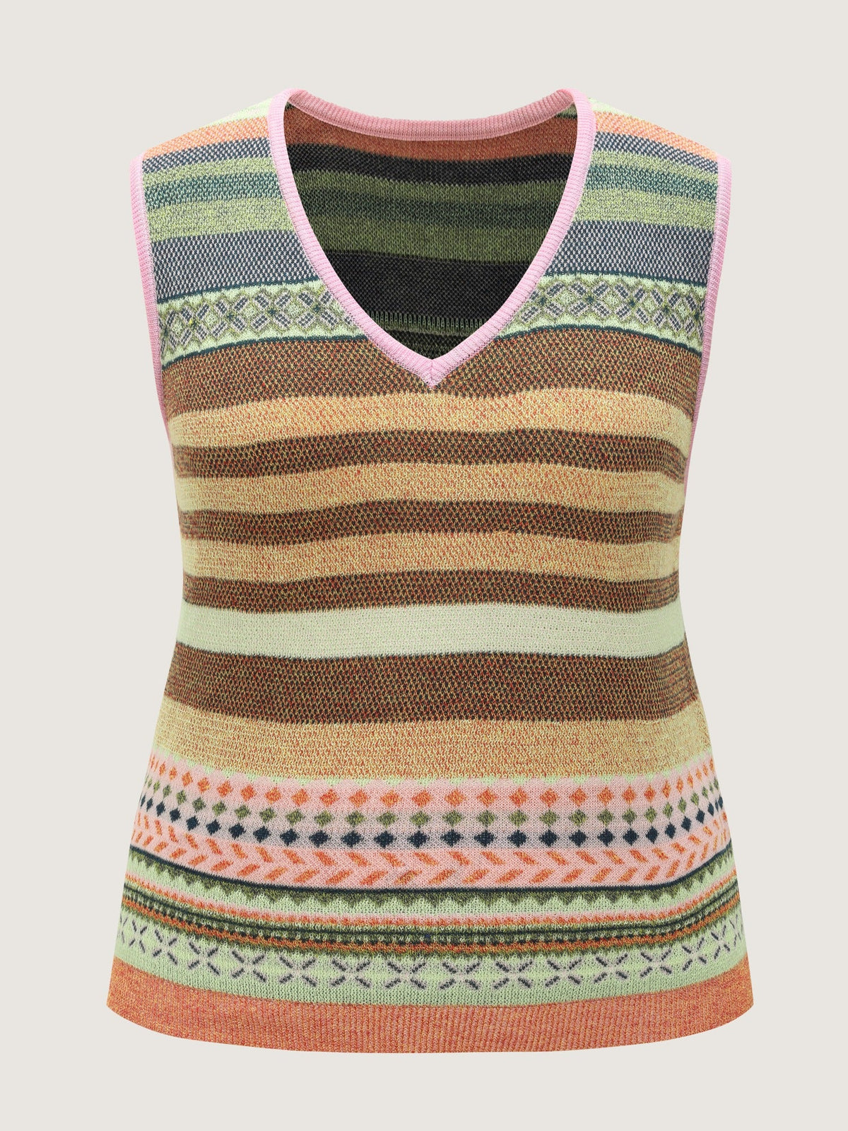 Texture Vintage Striped V Neck Sweater Vest