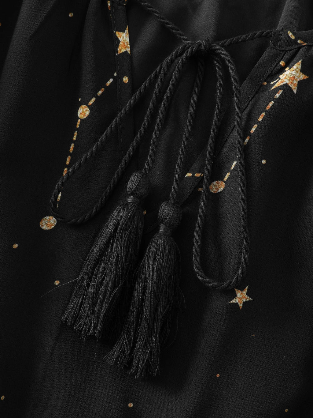 Constellation Print Tassel Tie Neck Maxi Dress