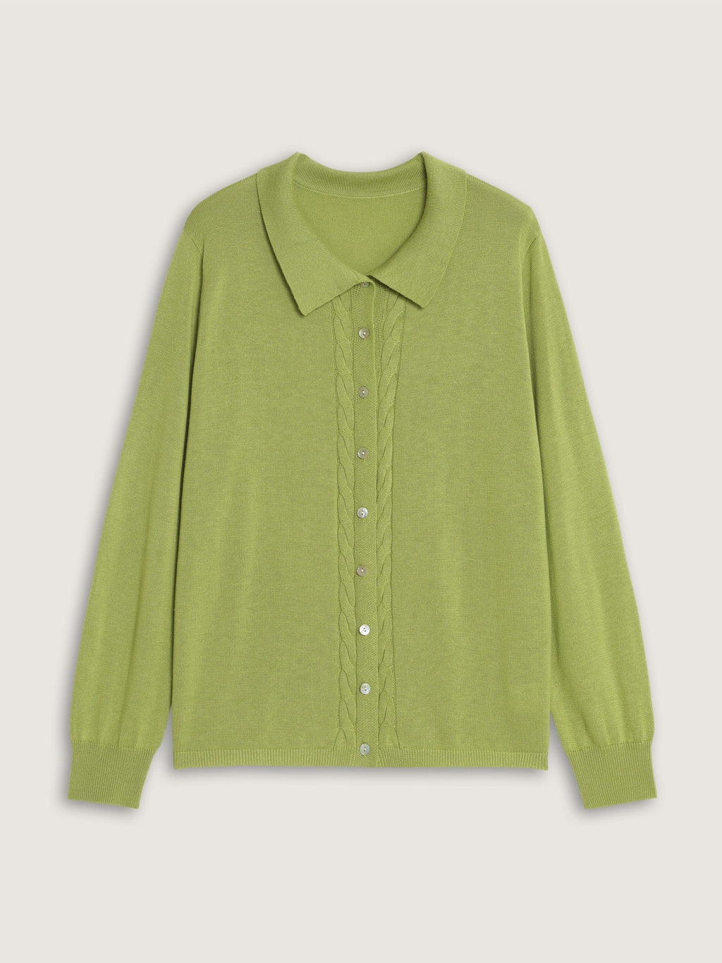 Supersoft Polo Collar Cable Knit Button Down Cardigan