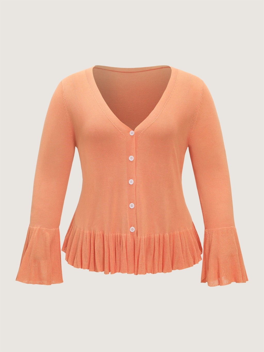 Lightweight Flared Sleeve Ruffle Hem Cardigan