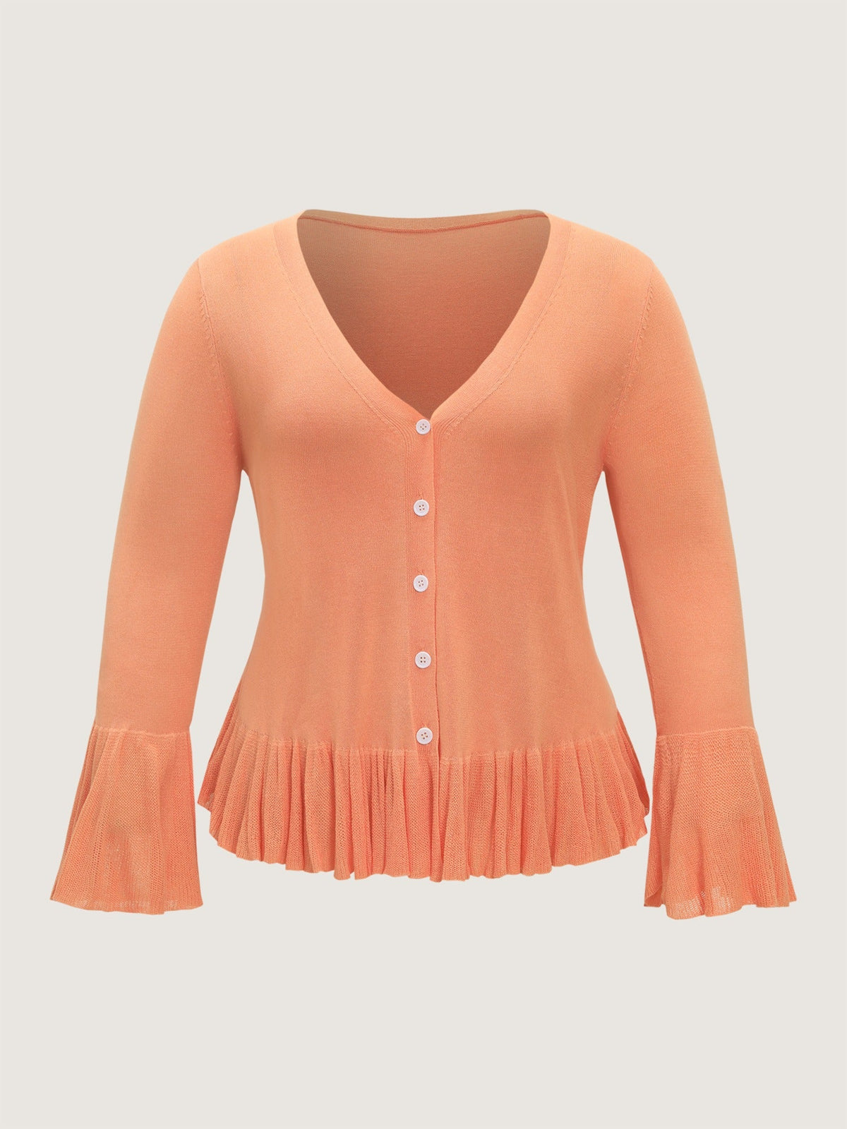 Lightweight Flared Sleeve Ruffle Hem Cardigan